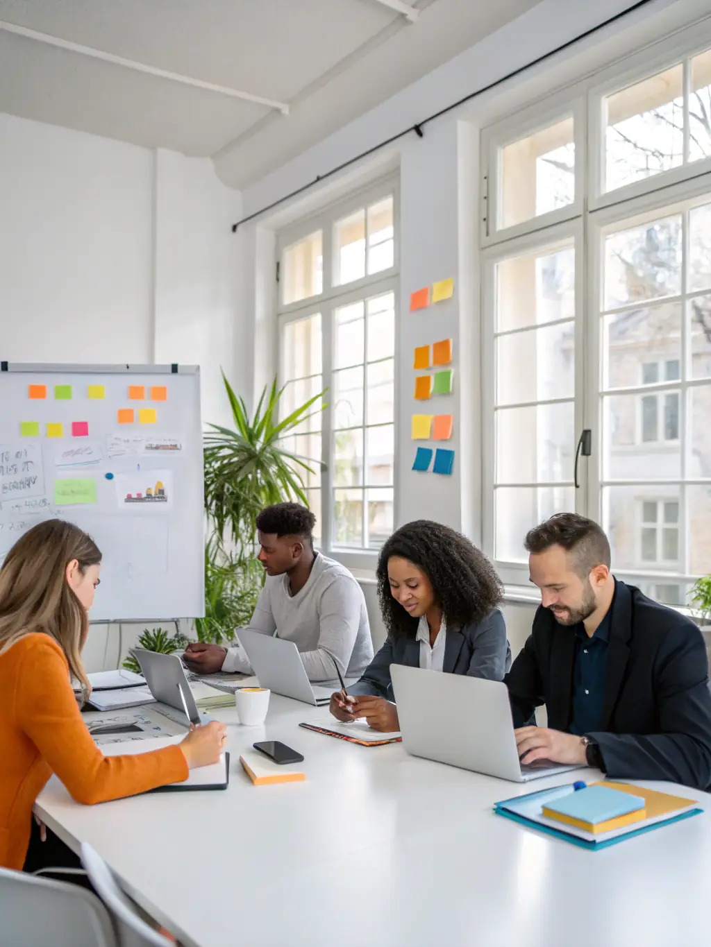 An image showing a diverse group of executives participating in a leadership workshop, actively collaborating and sharing ideas.